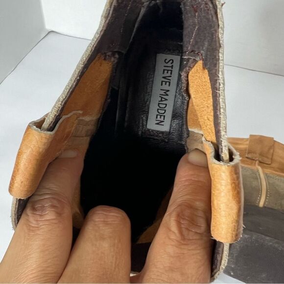 Steve Madden Midnite Gray Suede/Tan Cowboy Women’s Ankle Booties Sz 7 - Picture 11 of 11